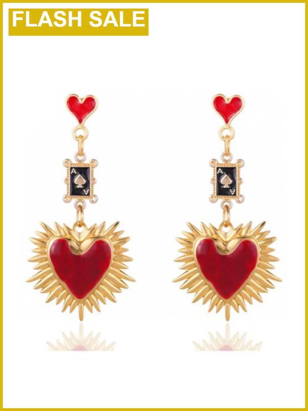 Queen of Hearts Stainless Steel Drop Dangle Earrings Gothic Halloween Party